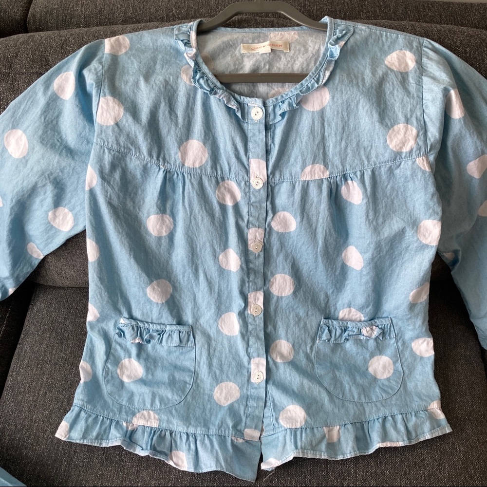 Cotton cool-feel pajama set with dotted pattern New